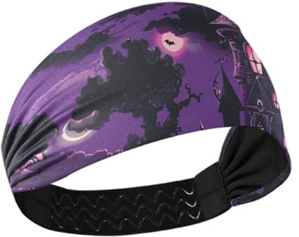 Gigante Gothic House Viola Halloween Traspirante fascia spessa Elastico largo fasce per capelli da donna per il lavaggio viso tennis make up Uso quotidiano cintas para el cabello de mujer