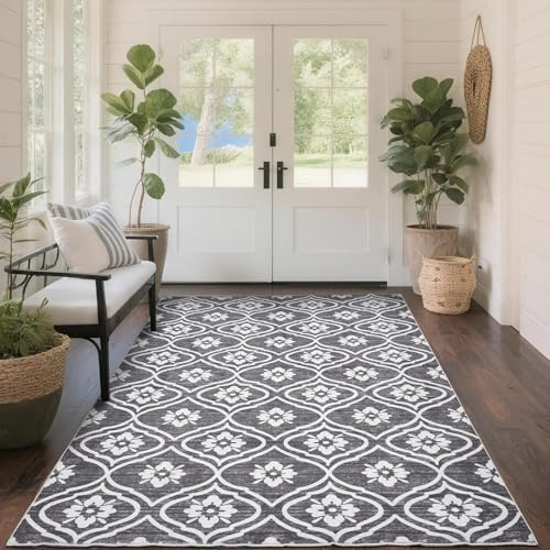 Kleiner Wohnzimmerteppich 120X170cm, Vintage-Marokkanisches Muster, Grau