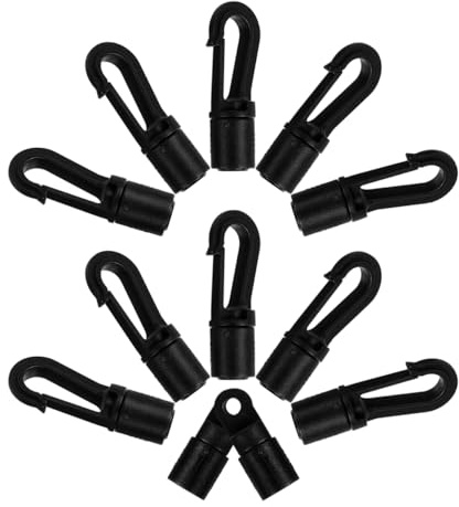 ibasenice 12 pack Kayak Bungee Cord Hooks Elastic Cord Terminal Ends for Paddle Leashes Cargo Nets and Deck Tie Downs Plastic Rope End Hooks for Boats and Canoes