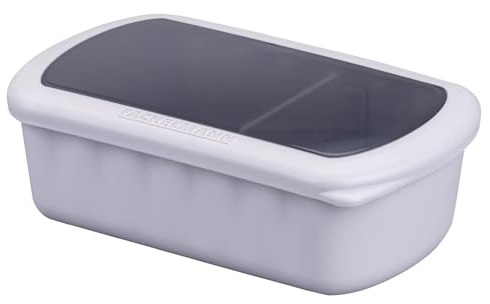 FACKELMANN Flexibox beige 1000 ml, 3-teilige Lunchbox mit Deckel & Teiler | Mealprep Box für Büro, Schule und unterwegs, mikrowellengeeignet, spülmaschinengeeignet, gefrierfest, Designed in Germany