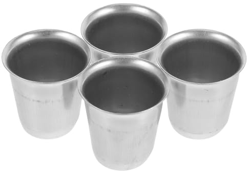 GARVALON 4pcs Stainless Steel Communion Wine Goblet Chalice with Stable Flat Bottom Elegant Design for Religious Ceremonies Versatile Holy Water and Beverage Cups Metal Offering Glasses