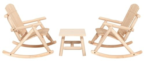 Ziaphsol 3-TLG. Garten-Lounge-Set Massivholz Fichte, Outdoor Patio Möbelset mit Schaukelbänken, Balkon Gartenmöbel, Unbehandeltes Holz, 110 kg Traglast pro Sitz