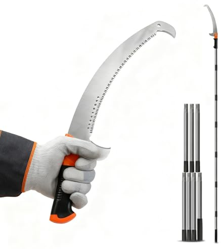 AMSGANK 10 FT Pole Pruning Saw, Long Reach Tree Cutter Manual Pole Saw Tree Pruner Garden Trimming Tools for Palm Oak High Branches