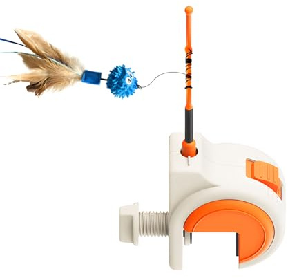 Oxxggkao Detección automática interactiva con función de temporizador y carga tipo C para felinos activos, juguete inteligente con base desmontable y sonidos simulados para instintos