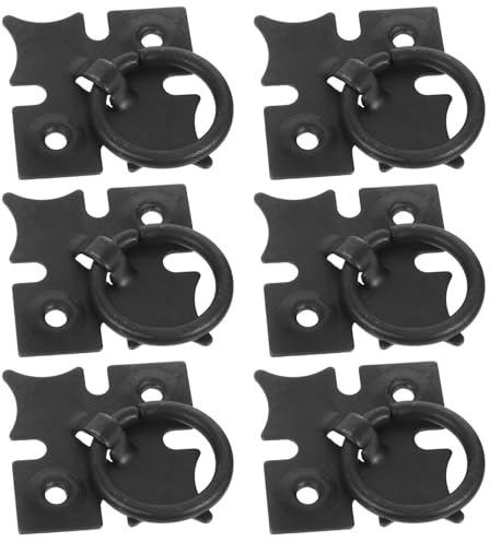 Hemobllo 6 Pièces Poignées de Porte Rétro en Fer Noir pour Armoires et Tiroirs, Style Chinois Vintage Anneau, Design Élégant pour Décoration Intérieure Moderne