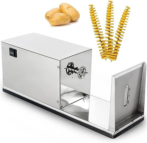 QUSYZD Affettatrice elettrica a Spirale per Patate, affettatrice Automatica a Spirale per Patate, Macchina a Torre elettrica per Patate in Acciaio Inossidabile per Uso do,