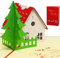 LINPOPUP, LIN17717, Pop Up 3D Karte, Weihnachtskarte, Glückwunschkarte, Haus Weihnachten, N414