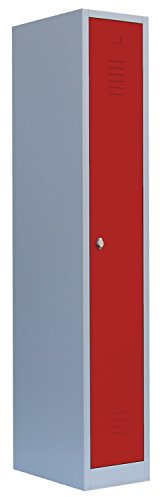 Lüllmann Spind komplett montiert Stahl-Kleiderspind Spindschrank 180x31,5x50cm grau/rot 510114