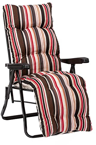 Coussin rembourré de rechange pour chaise longue avec repose-pieds Motif rayé, rouge et noir