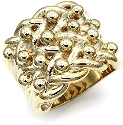 Jewelco London Mens Flash-plated Solid Brass Heavy Weight 4 Row King George III Keeper Guard Rope Ring 23mm Size Z+1