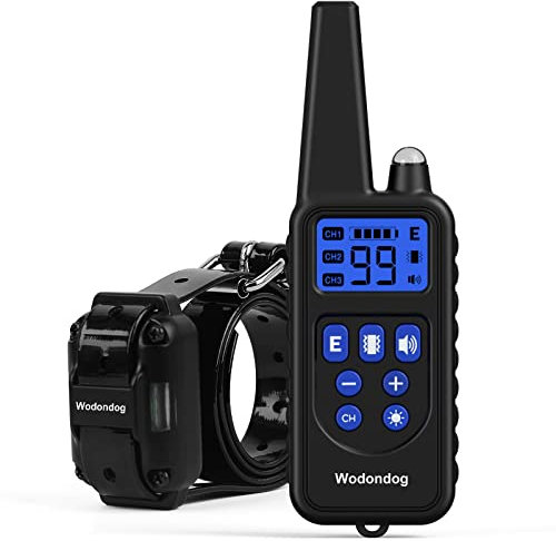 Wodondog Collier de Dressage pour Chien, Collier Electrique pour Chien Étanche Rechargeable, Télécommande 1000 m (Noir)