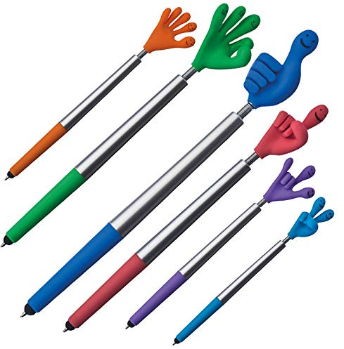 ohne Markenname 6 Flexy Smile-Hand-Kugelschreiber (6er Pack) mit Touchfunktion blauschreibend