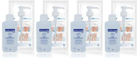 Horn Medical Dosierpumpen (4 Stück) mit Viruzidem Händedesinfektionsmittel (4 x 500 ml)