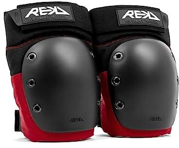 Rekd Ramp Knee Pads für Skateboard, Unisex, Erwachsene, Schwarz/Rot, L