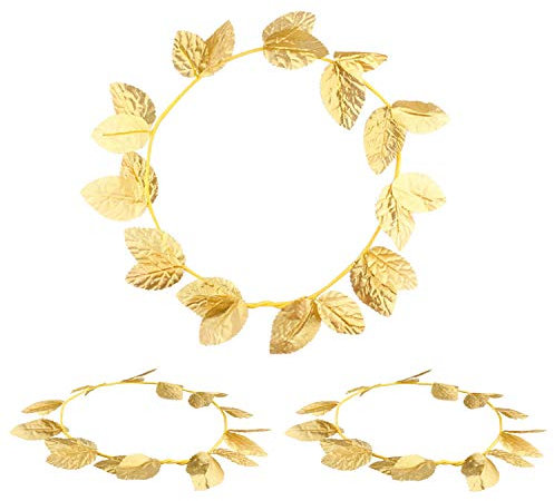 3 Pieces Roman Head Wreath Gold Leaf Crown Headpieces Roman Leaf Headdress for Cosplay Role Playing Masquerade Accessories