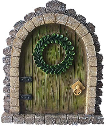 MUAMAX Feentür Wichteltür Garten Elfentür Baum Fairy Garden Door Miniaturtür für Fairy Garden Door für Bäume Zubehör GNOME Home Tree Decor Fairy Türen