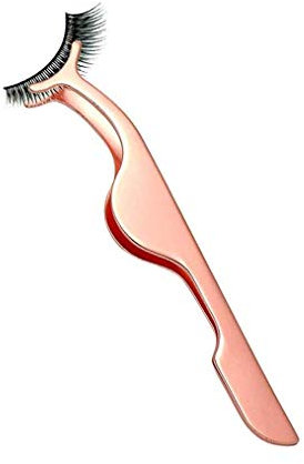 False Eyelashes Applicator Tool, Professional Falses Eyelash Extension Stainless Steel Clip Remover Tweezer for Lashes Application and Removal (Rose Gold)