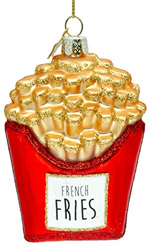 SIKORA BS481 Pommes Frites Christbaumschmuck Glas Figur Weihnachtsbaum Anhänger