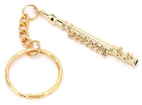 Flûte Design Porte-clés Ornement Instrument de Musique Or pour Art Artisanat Porte-clés Téléphone Charme Sac Décor