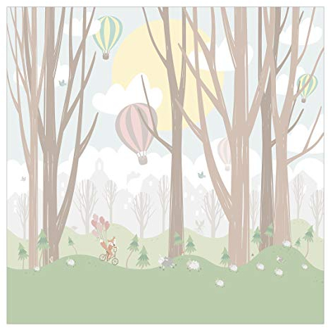 Fototapete Kinder 192 x 192cm Vlies Smart Sonne mit Bäumen Heißluftballons