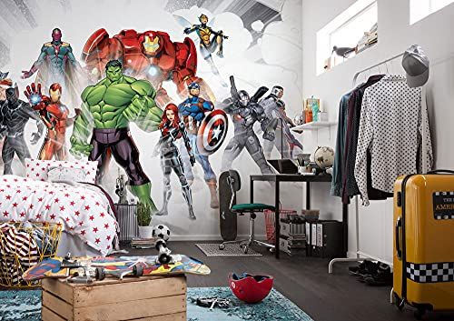 Komar Marvel Vlies Fototapete - Avengers Unite - Größe: 500 x 280 cm (Breite x Höhe) - Thor, Hulk, Iron Man, Kinderzimmer, Tapete - IADX10-065