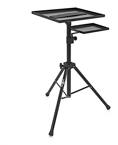 Verstellbarer dreibeiniger Laptop-Bodenständer mit Mausablage von Gear4music