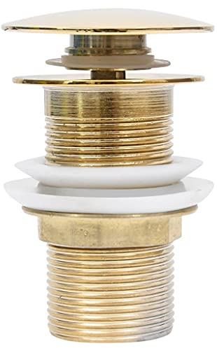 vidaXL Ablaufgarnitur ohne Überlauf 8cm Saitenhalter Pop Up Abfluss Ablaufventil Waschbecken Waschtisch Badezimmer Golden 6,4x6,4x9,1cm