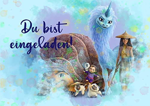 ich Einladungskarten 10er Set + 10 Umschläge Kindergeburtstag kompatibel mit Raya and the Last Dragon, Format DIN A6 (Postkarte 148 x 105 mm), 0030