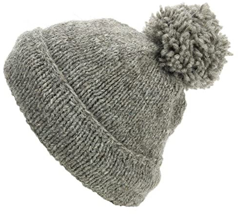 LOUDelephant Strickmütze aus grobem Wollstrick, Schlichte Haferflocken, One size