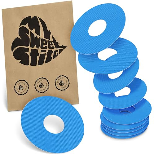 MySweetStitch 10 Ringpatches für FreeStyle Libre 3/3 Plus rund Blue | Stabilisiert ablösende Ränder, Mitte bleibt frei, wasserfest und flexibel, bis zu 15 Tage Halt