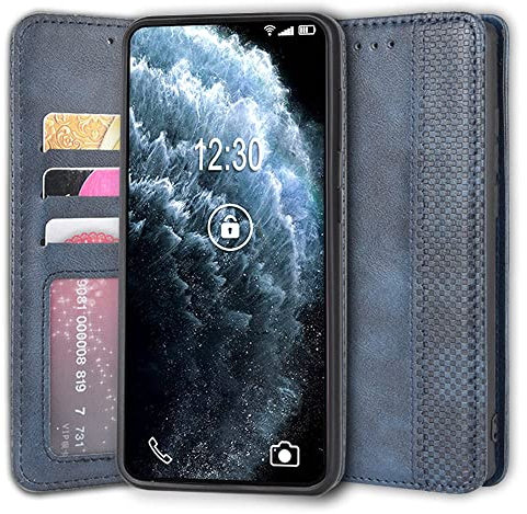 Sinyunron Klapphüllen für Oppo Realme C11 Hülle Leder Klapptasche Realme C11 Schutzhülle Flip Case Lederhülle Realme C11 Handy Brieftasche(Blau)
