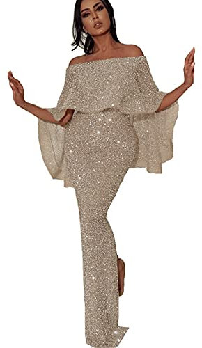 2022 Vestidos Largo para Mujer,Elegante Lentejuelas Fiesta Vestido Cóctel de cola de pez Vestido de Noche Sexy Vestido Slim Fit Vestidos un hombros formal Abertura Vestidos de Boda Novia Lujos Noble