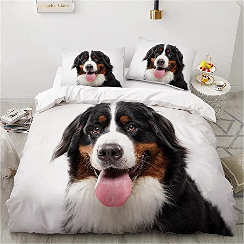 LUYAPOND Bettwäsche 140x200 Schweizer Berner Sennenhund Flauschig und Weich Mikrofaser bettbezug Set - 1 Bettbezüge mit 1 Kissenbezug 80x80 cm für Kinder Jugendliche