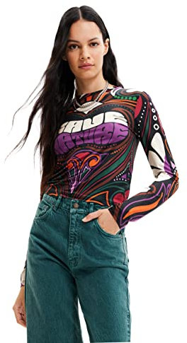 Desigual Women's Long Sleeve T-Shirt, Black, S