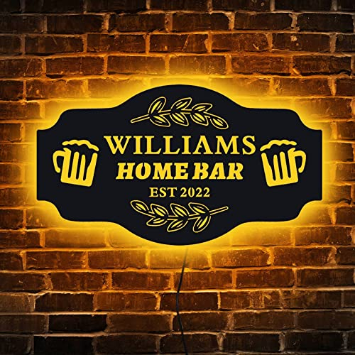 soulglass Personalized Your Name Est Year Theme Bar Beer Mug Decoration Dual Color LED Neon Sign,Custom Bar Led Sign, Personalized Bar Signs Neon, Bar Light Up Sign, Bar Led Sign