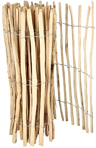 KOTARBAU® Recinzione a bastoncini, 5 m, in doghe di nocciola, per piante e prati, 120 cm, recinzione di castagno in legno di nocciola, distanza tra bastoni 3-4 cm