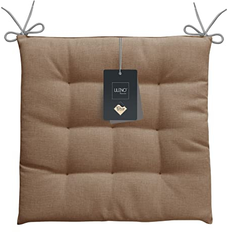 LILENO HOME 4er Set Stuhlkissen Taupe (40x40x4,5 cm) - Sitzkissen für Gartenstuhl, Küche oder Esszimmerstuhl - UV-beständige Indoor u. Outdoor Stuhlauflage als Stuhl Kissen (Laura OLF)
