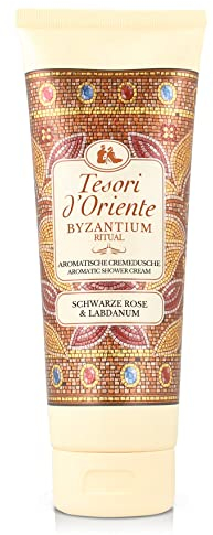 Tesori d'Oriente Creme Shower 'Byzantium' Aromatic Shower Gel with Black Rose and Labdanum Shower Cream for Body Care Ritual for Body and Senses 250 ml