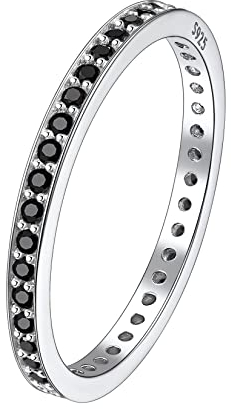 Suplight Herren Ring in 925 Sterling Silber Fingerringe schwarz Cubic Zirkonia Bandring Spannrings 14K Weißgold Solitärring Verlobungsring Eternityringe Silberschmuck 65