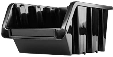 SimpleThing 10 Stück Stapelboxen Größe 160 x 230 x 120 mm Farbe Schwarz | Werkstatt Wandregal Sortierbox Stapelkiste