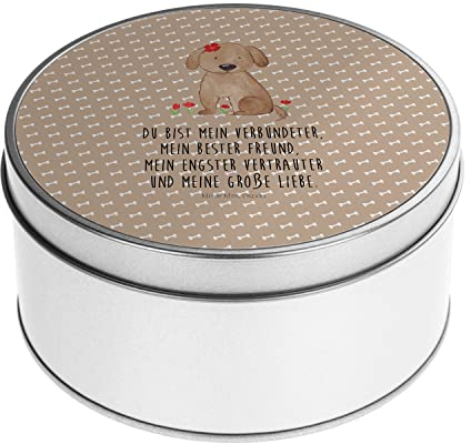 Mr. & Mrs. Panda Blechdose rund Hund Dame - Geschenk, Keksdose, Geschenkkiste, Aufbewahrungskiste, Hundebesitzer, Vierbeiner, Hunderasse, Metall