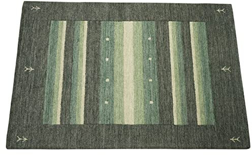 DunkelGrün Beige 140X200 cm Teppich 100% Wolle Orientteppich Handgetuftet HT612
