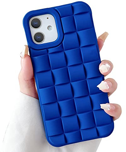 SmoBea Compatible with iPhone 12 case iPhone 12 Pro case 6.1 inch, Luxury 3D Laid Silicone Phone Case, Grid Soft TPU Shockproof & Anti-scratch Back Cover for iPhone 12/12 Pro (KleinBlue)