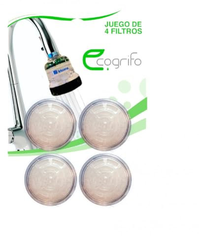 Irisana - Filtros para Ecogrifo y Ecoduchas - Pack 4 Unidades - Compatible con Ecoduchas Beauty, Mini y Baby - Retiene Partículas, Sedimentos e Impurezas