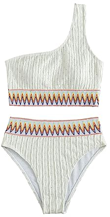 KBRPEY Damen Bikini Set High Waist Schwimmanzug Trendy Sexy Bademode Zweiteiliger Badeanzug Triangel Bikini Swimsuit Beachwear (Weiss S)