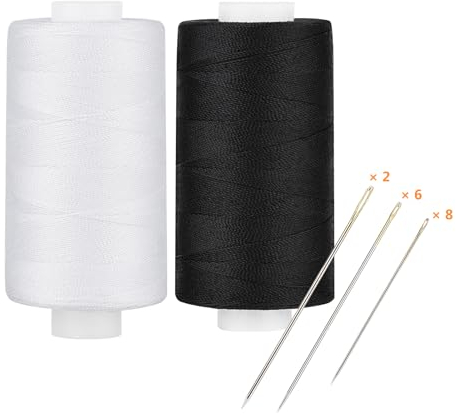 Simthread Nähgarn Quiltgarn Erschwingliches Allzweckgarn Weiß und Schwarz - 400 Yards/Spule, Polyester 100%