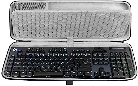 Geekria Full Size Keyboard Case, Hard Shell Travel Carrying Bag for 108 Keys Computer Mechanical Gaming Keyboard, Compatible with Logitech G915 / G915 X (Dark Gray)
