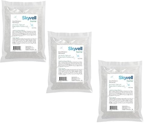 Skyvell Home Geruchsentferner Nachfüllpackung 3x 250 g – 90 Tage Frische-Vorrat – Neutralisiert Uringeruch & Rauch – Nachhaltiges Refill-Set zum Sparpreis – Natürlicher Geruchsneutralisator