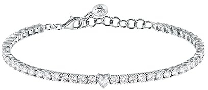 Morellato Damenarmband aus 925 Silber, Zirkone, Tesori-Kollektion, Herz, Tennis SAIW166