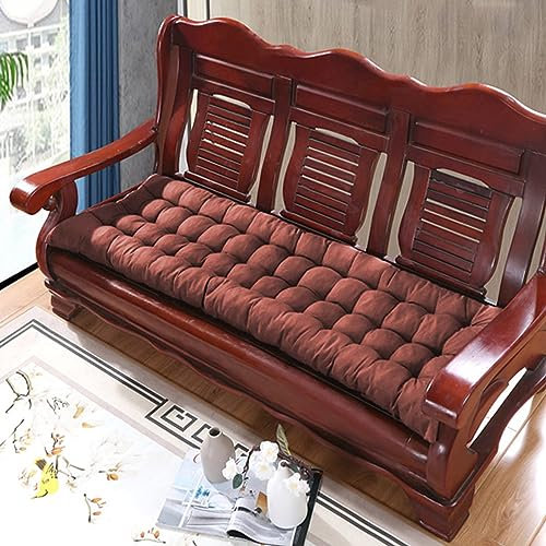 Xpnit Dicke Baumwollbank-Sitzkissen, 2- und 3-Sitzer, 8 cm dick, lang, Bank-Sitzkissen, Sofa-Bodenkissen, für Zuhause, Garten, drinnen und draußen (110 x 50 cm, kaffee)